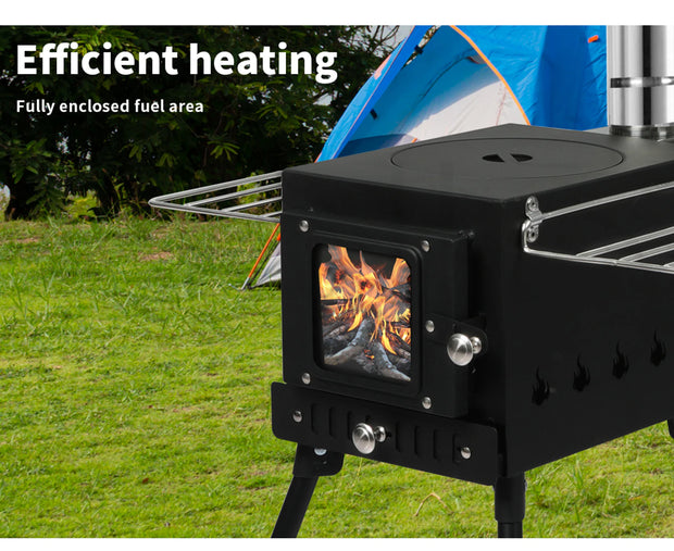 Portable Outdoor Camping Oven and Stove with Chimney for Caravans