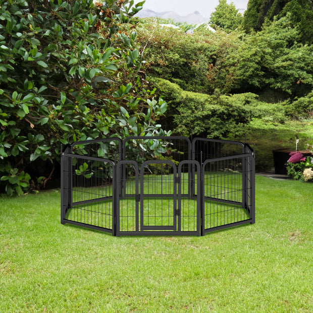 8-panel dog fence, 24 inch small dog pet fence, portable indoor pet game fence. Black, 22.2 inches wide x 23.6 inches high. - Follow yourDream