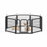 8-panel dog fence, 24 inch small dog pet fence, portable indoor pet game fence. Black, 22.2 inches wide x 23.6 inches high. - Follow yourDream