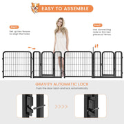 8-panel dog fence, 24 inch small dog pet fence, portable indoor pet game fence. Black, 22.2 inches wide x 23.6 inches high. - Follow yourDream