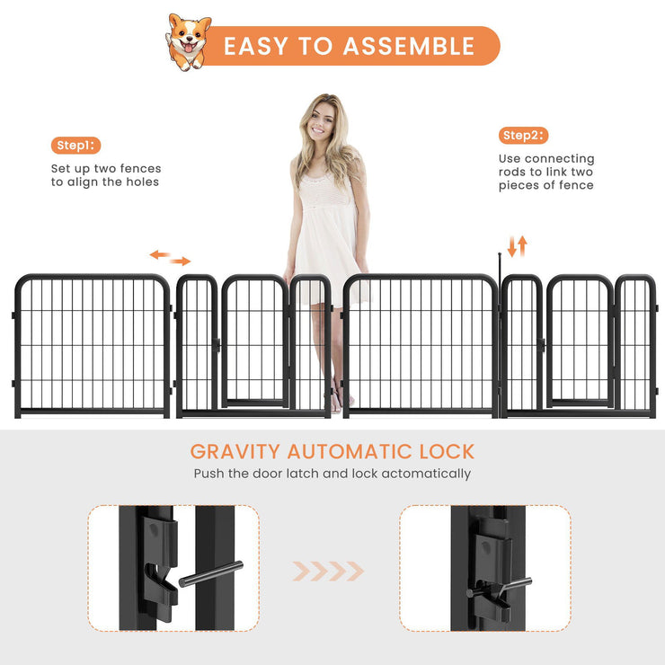 8-panel dog fence, 24 inch small dog pet fence, portable indoor pet game fence. Black, 22.2 inches wide x 23.6 inches high. - Follow yourDream