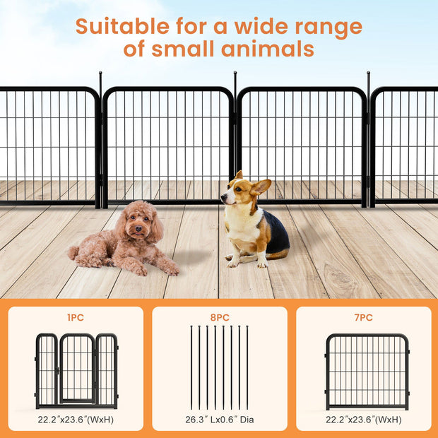 8-panel dog fence, 24 inch small dog pet fence, portable indoor pet game fence. Black, 22.2 inches wide x 23.6 inches high. - Follow yourDream