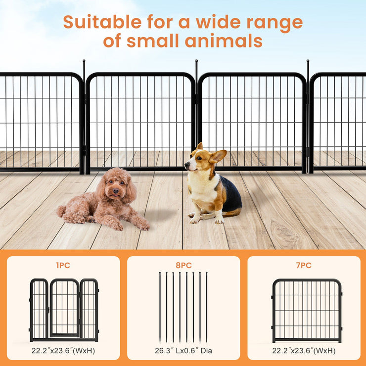 8-panel dog fence, 24 inch small dog pet fence, portable indoor pet game fence. Black, 22.2 inches wide x 23.6 inches high. - Follow yourDream