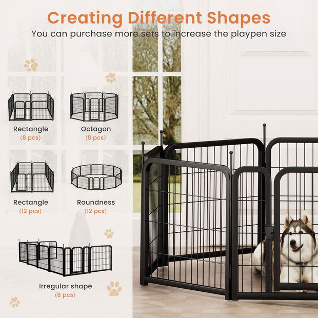 8-panel dog fence, 24 inch small dog pet fence, portable indoor pet game fence. Black, 22.2 inches wide x 23.6 inches high. - Follow yourDream