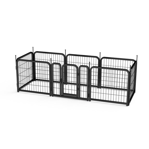 8-panel dog fence, 24 inch small dog pet fence, portable indoor pet game fence. Black, 22.2 inches wide x 23.6 inches high. - Follow yourDream