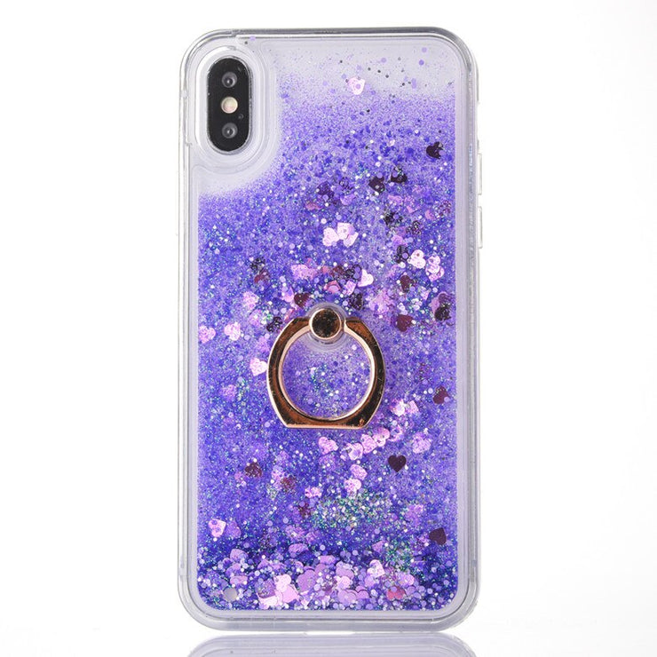 Shine Twinkle Liquid Quicksand Phone Case For iPhone11 Xs Max XR 6s 7/8plus Kickstand Ring Dynamic Cover Skin Shell Protection