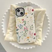 Ins Flower Phone Case Apple 15 Double Layer Film Case 13pm Hard Case 14 Women's 2-in-1 Phone Case