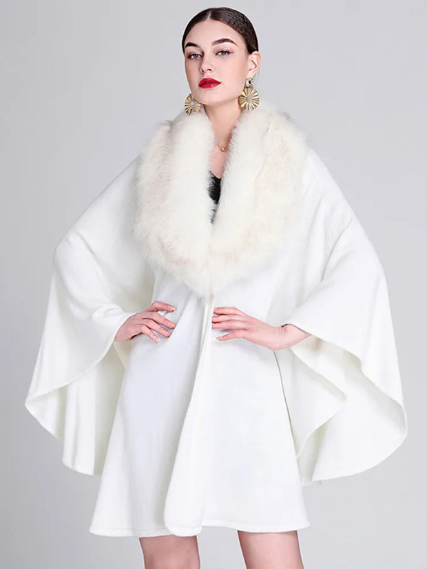 Fashion New Models Women Splicing Plush Cloak Jacket Solid Color Sleeveless Elegant Female Shawl Cloak