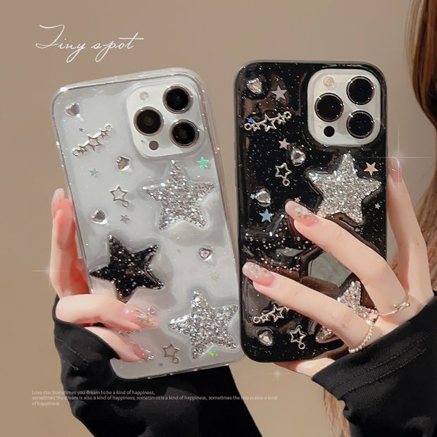 Sweet Cool 3D Star iPhone 14 Apple Phone Case 13 Drop Glue X/8 Spicy Girl 12/11 Suitable for 15promax