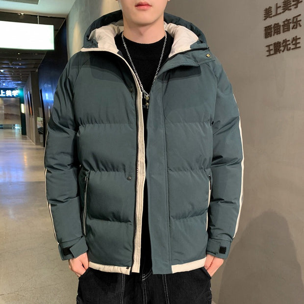 Men's new cotton coat, autumn and winter hooded cotton jacket, casual bread jacket, two-fold cotton jacket, men's coat