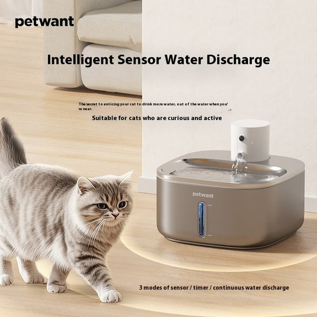 8 Unit Minimum for Wholesale  3.2L Stainless Steel Pet Water Dispenser Wireless Charging Automatic Cat Water Bowl Unplugged Bottle Box Packaging