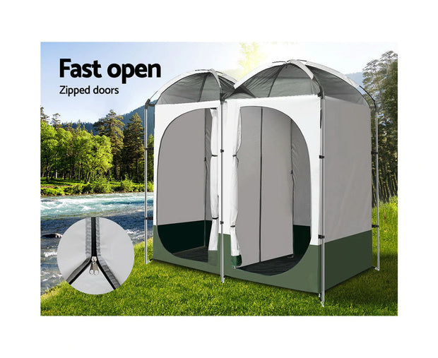 Double Camping Shower Toilet Tent Outdoor Portable Change Room