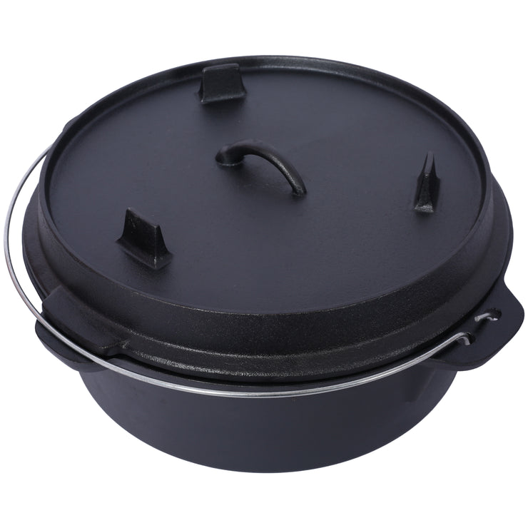 ast iron Dutch oven with lid, outdoor camping deep pot, used for camping, cooking, barbecue and leg rest,  12 Quart