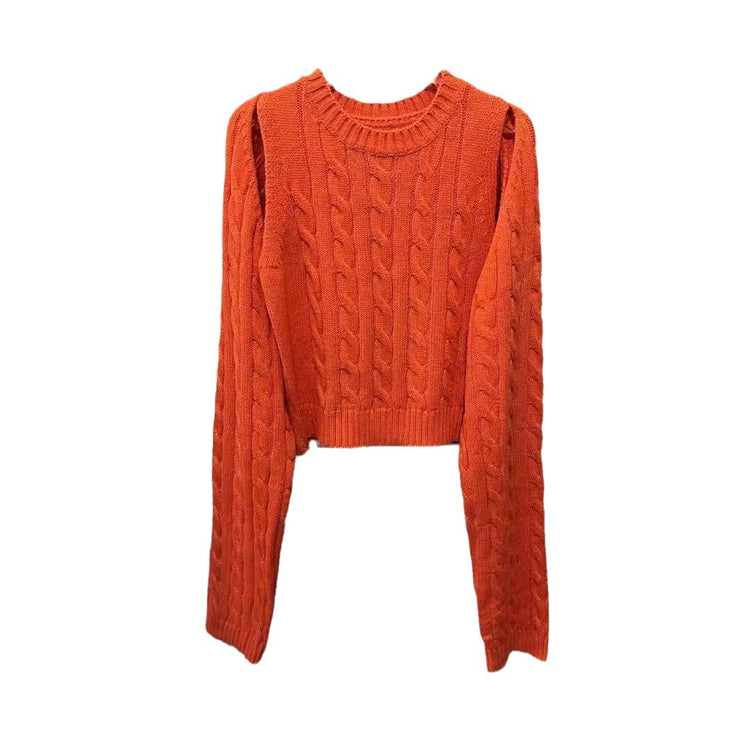 Fried Dough Twists knitting orange vest+two piece sweater