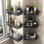 Minimalist bathroom black aluminum alloy triangular rectangular non perforated bathroom storage corner shelf