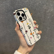 Ins Flower Phone Case Apple 15 Double Layer Film Case 13pm Hard Case 14 Women's 2-in-1 Phone Case