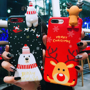 Cute Cartoon Christmas 3D Doll Deer Snowman Phone Case For iPhone X XS XR XS Max 6 6S 7 8 Plus Christmas Soft TPU Back Cover