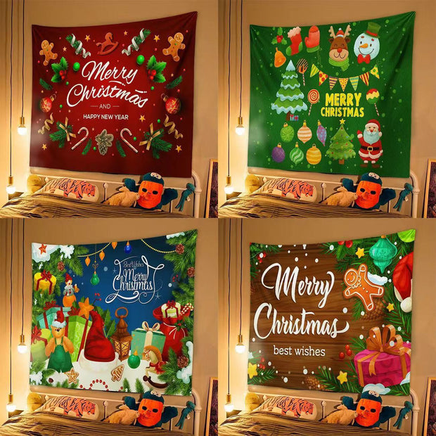 New Christmas Background Cloth, Christmas Tapestry, Christmas Party Event Decoration Hanging Cloth, Christmas Hanging Cloth