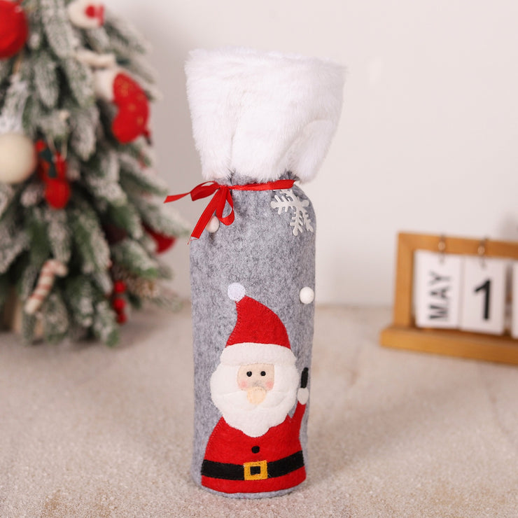 Christmas decorations snowmen red wine bags belts elderly stickers Christmas wine bottle covers