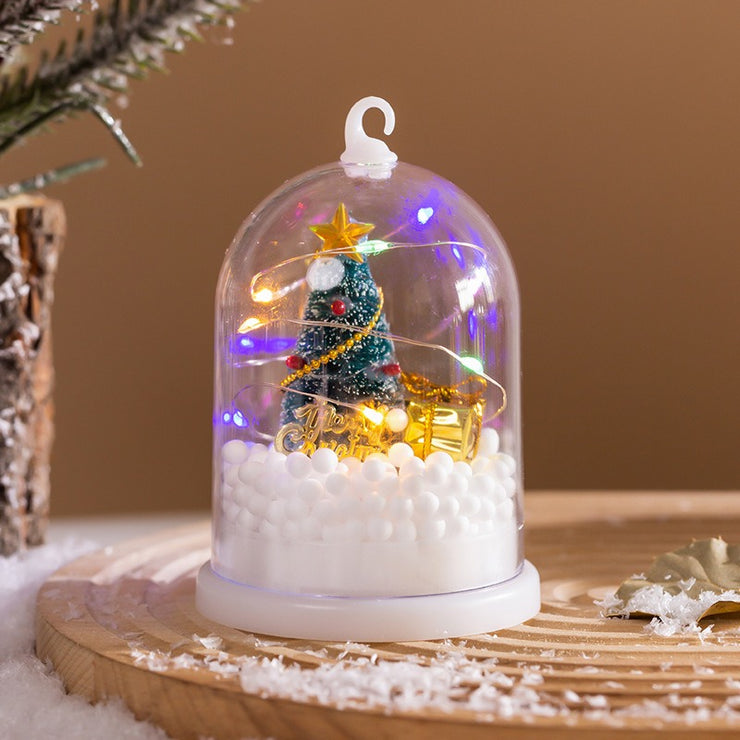 Christmas Decorations Children's Glowing Tree Silver Flower Gift Night Light Desktop Christmas Tree Snow Scene Decoration