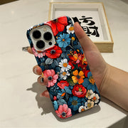 Oil painting flower anti drop phone case Apple 16pro 2-in-1 film case Apple 15pm phone case women's