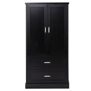 Tall Bathroom Storage Cabinet, Cabinet with Two Doors and Drawers, Adjustable Shelf, MDF Board, Black