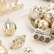 christmas 65pcs light champagne white painted Christmas ball set decoration Christmas tree decoration pendant