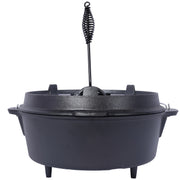 ast iron Dutch oven with lid, outdoor camping deep pot, used for camping, cooking, barbecue and leg rest,  12 Quart