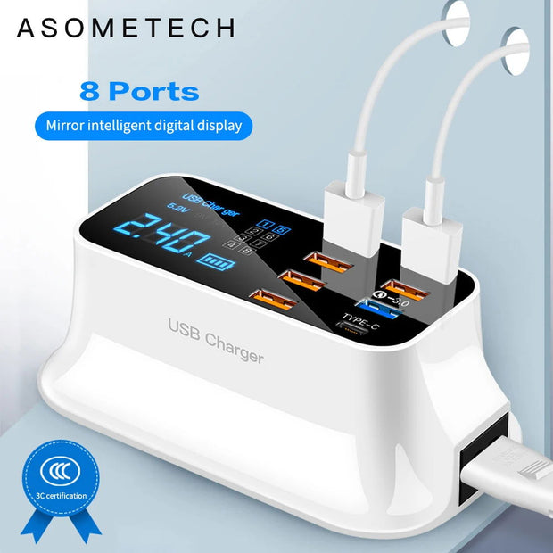 8 Ports Quick Charge 3.0 Led Display USB Charger For Android iPhone Adapter Phone Tablet Fast Charger For xiaomi huawei samsung - Follow yourDream