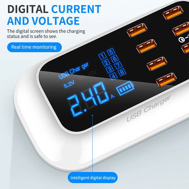 8 Ports Quick Charge 3.0 Led Display USB Charger For Android iPhone Adapter Phone Tablet Fast Charger For xiaomi huawei samsung - Follow yourDream