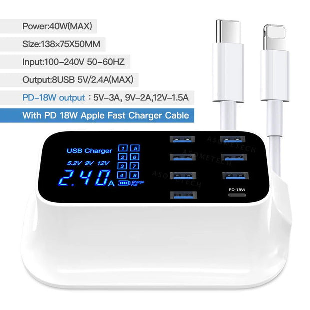 8 Ports Quick Charge 3.0 Led Display USB Charger For Android iPhone Adapter Phone Tablet Fast Charger For xiaomi huawei samsung - Follow yourDream