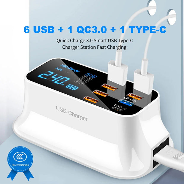 8 Ports Quick Charge 3.0 Led Display USB Charger For Android iPhone Adapter Phone Tablet Fast Charger For xiaomi huawei samsung - Follow yourDream