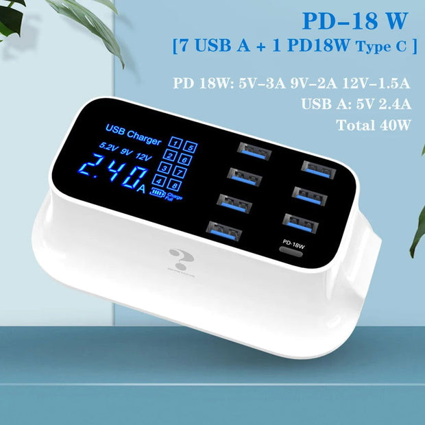 8 Ports Quick Charge 3.0 Led Display USB Charger For Android iPhone Adapter Phone Tablet Fast Charger For xiaomi huawei samsung - Follow yourDream
