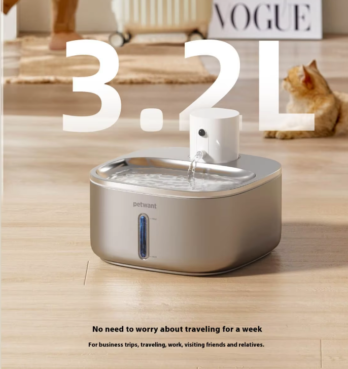 8 Unit Minimum for Wholesale  3.2L Stainless Steel Pet Water Dispenser Wireless Charging Automatic Cat Water Bowl Unplugged Bottle Box Packaging - Follow yourDream