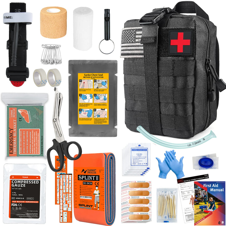 Survival Kit First Aid Survival Gear with Molle System Compatible Bag Earthquake Outdoor Adventure Hiking Hunting Gifts for Men