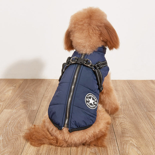 Pet Warm Dog Cotton-padded Clothes Fleece-lined Thickened Reflective Gallus