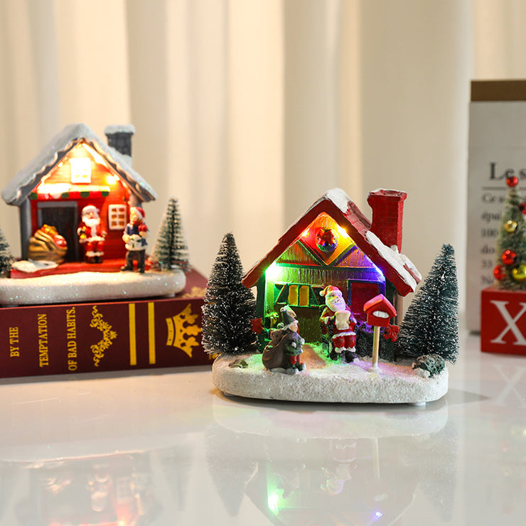 Christmas luminous resin house decoration, hotel shopping mall home scene, Christmas decoration, Christmas small gifts