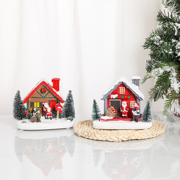 Christmas luminous resin house decoration, hotel shopping mall home scene, Christmas decoration, Christmas small gifts