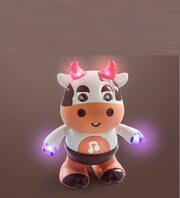 Singing and dancing cute little cow Music light swing dancing robot electric doll Baby children's toys