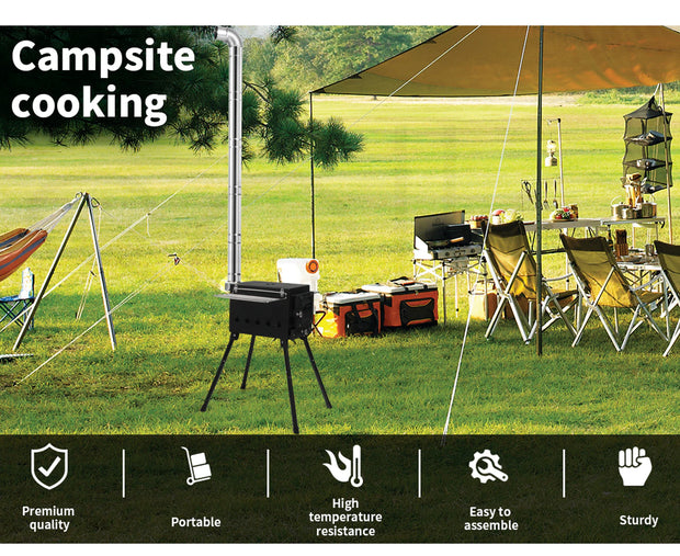 Portable Outdoor Camping Oven and Stove with Chimney for Caravans