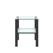 Glass two layer tea table, small round table, bedroom corner table, living room black side table