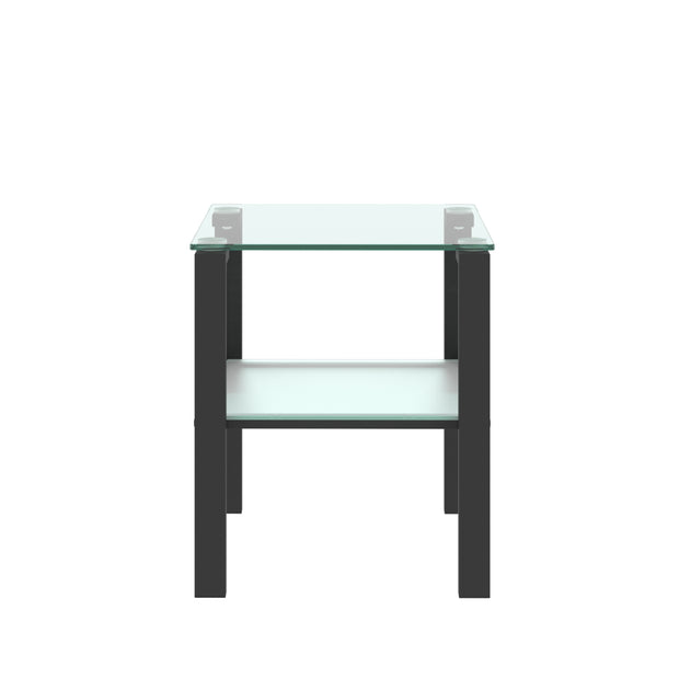 Glass two layer tea table, small round table, bedroom corner table, living room black side table