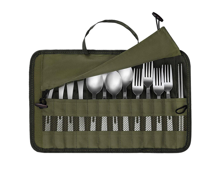 Outdoor Camping Tableware Bag Picnic Cutlery Set with Travel Case for Family