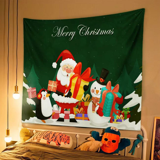 New Christmas Background Cloth, Christmas Tapestry, Christmas Party Event Decoration Hanging Cloth, Christmas Hanging Cloth