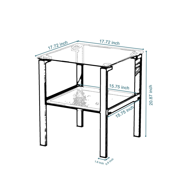 Glass two layer tea table, small round table, bedroom corner table, living room black side table