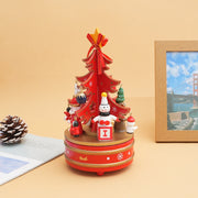 Desktop Christmas Tree Carousel Music Box Wooden Music Box Creative Christmas Scene Decoration Ornament