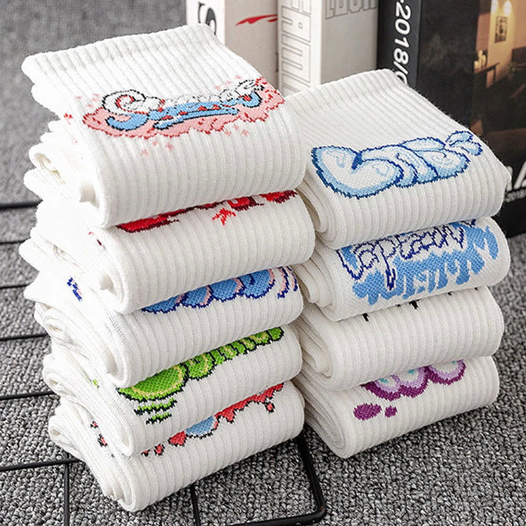 9 Pairs/Set Unisex Socks Letters Printed Simple Mid Tube Socks Suit In All Seasons For Daily Sports - Follow yourDream