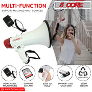 5Core Megaphone Bullhorn Speaker 40W Bull Horn Rechargeable Cheer