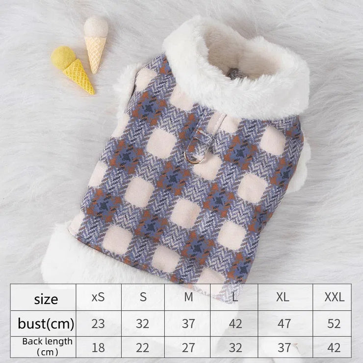 Dog clothing with warmth and plush that can be pulled vest teddy bear small dog cat pet clothing