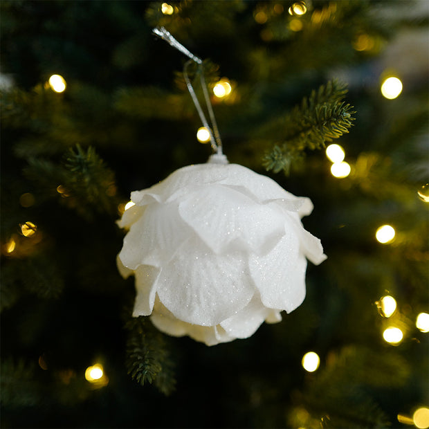 White petal Christmas ball Christmas atmosphere decoration Sticky powder foam decorations Christmas tree